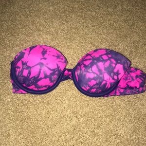 PINK tied dye pink and purple strapless 34A
